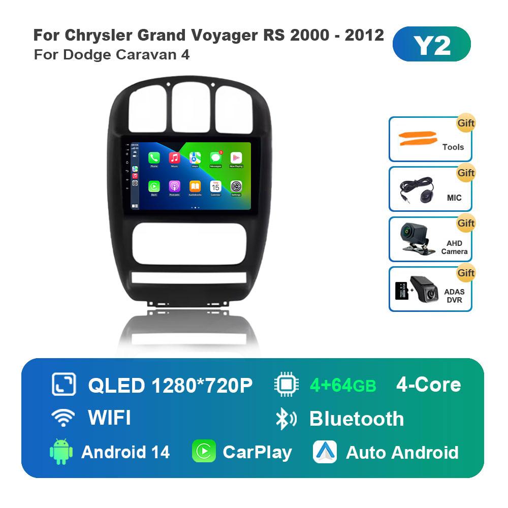 Car Radio Multimedia Player Android 14 System for Dodge Caravan 4 For Chrysler Grand Voyager RS 2000 - 2012 GPS Navi WiFi BT