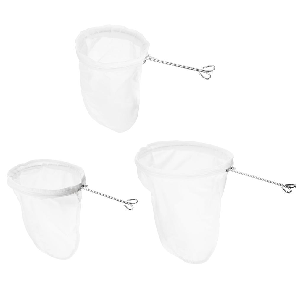 Uxcell 3-Pack Cloth Coffee Filter Bags, Coffee Sock Filters, Reusable Coffee Strainers with Double Hook Steel Ring Handles, White, 1 Small, 1 Medium,