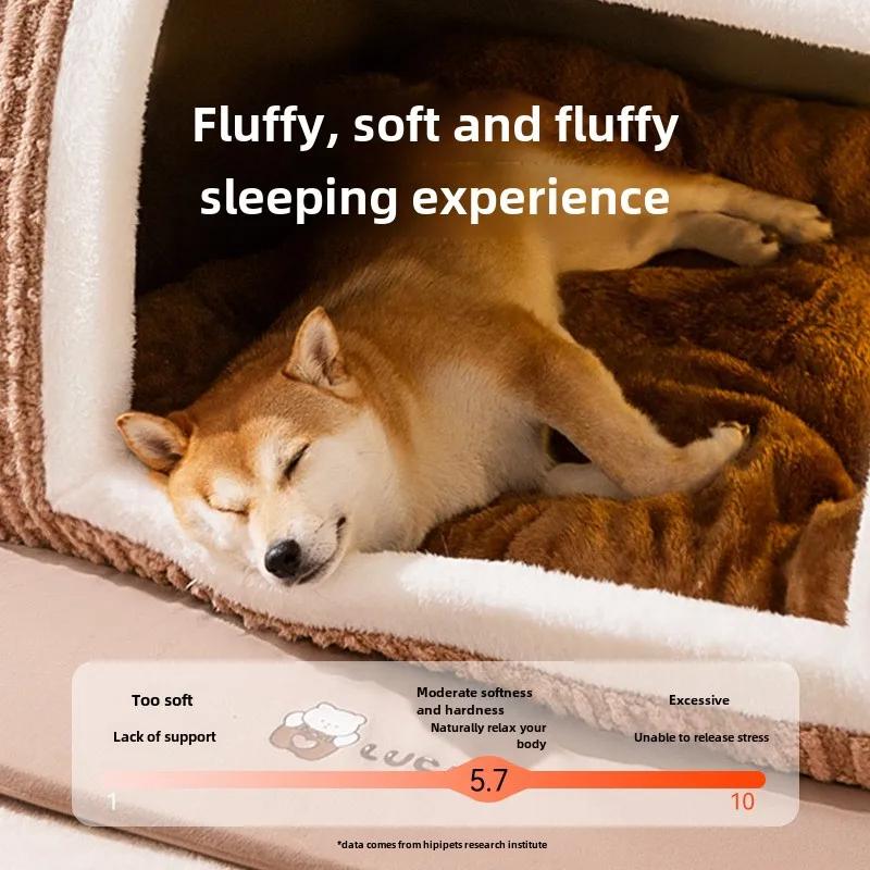 Autumn and Winter Dog Large Dog Bear Curved House Kennel Warm Thickened Windproof Cat Litter Large Dog Pet Supplies Accessory