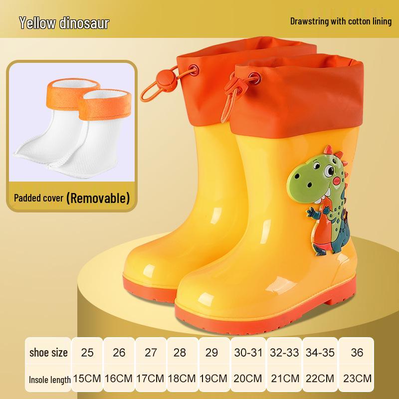 Kinder Cartoon Regenstiefel, Rutschfest mit elastischer Öffnung und weicher Samtsohle für ältere Kinder