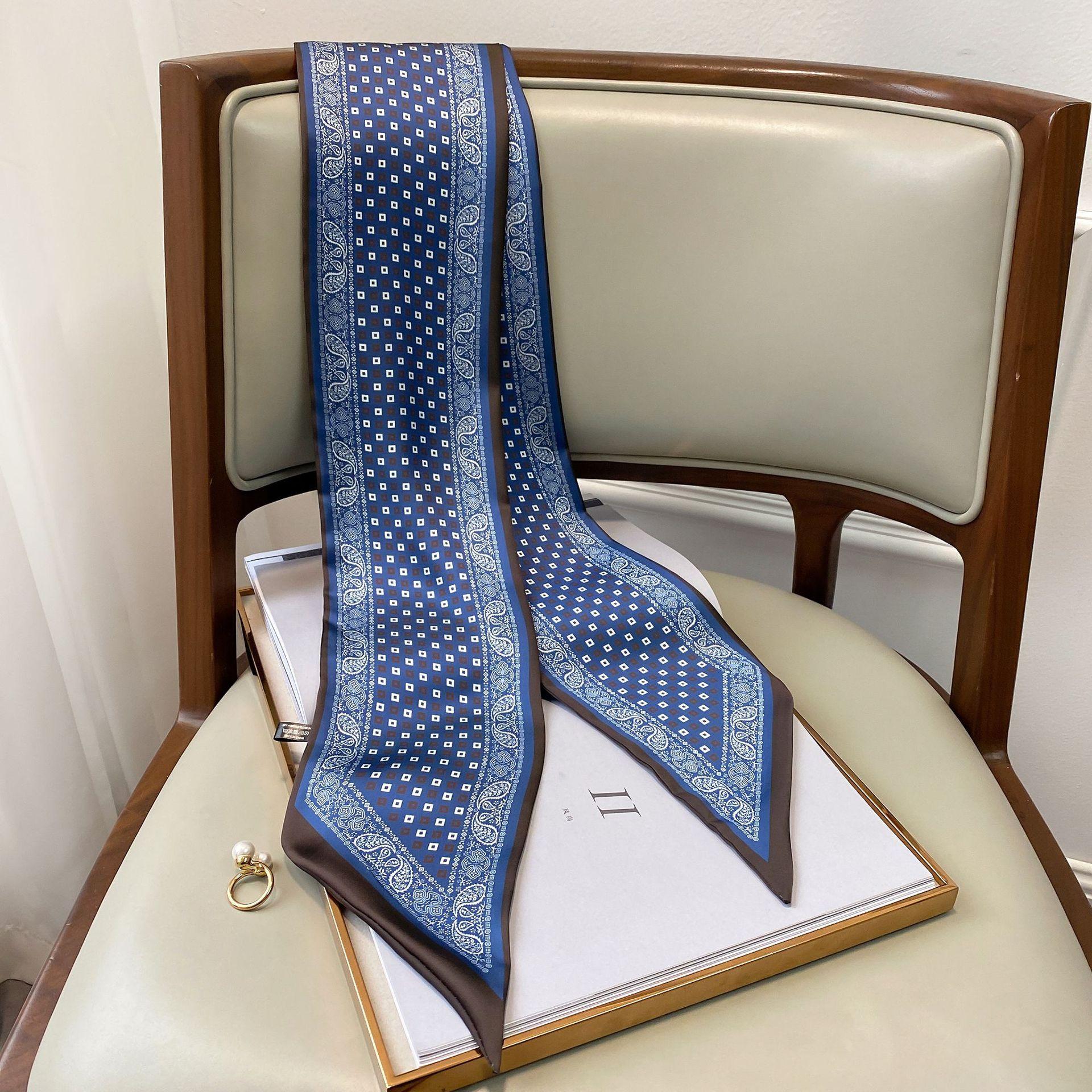 

New Korean Style Geometric Scarf for Spring and Autumn Summer for Women Narrow Long Scarf Lazy Hairband Tie-up Bag Scarf Scarf 15*150cm