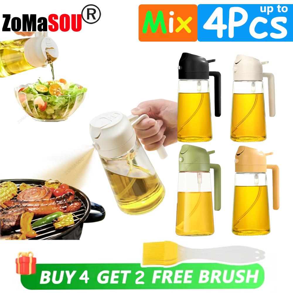 Top 2-in-1 Oil Dispenser Sprayer Pourer Oil Bottle Plastic Oil Container Vaporizer for Kitchen Salad Barbecue Camping Cooking 4