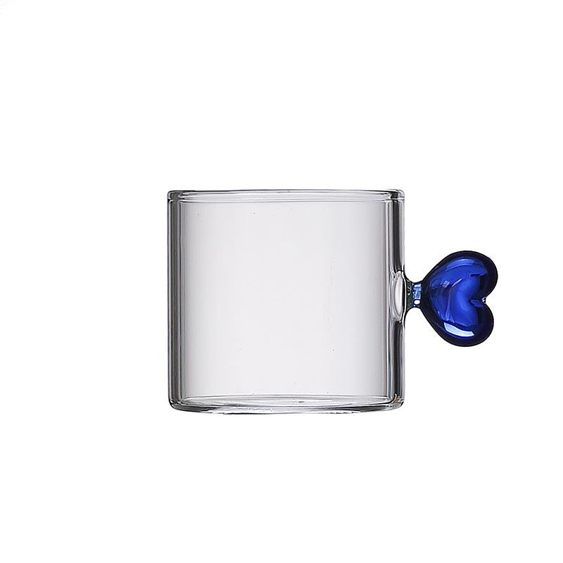 

Love Handle Small Milk Cup, Small Tea Cup for Household Glass, Colorful Transparent Glass Drink Cup, Coffee Milk Cup 101-200ml