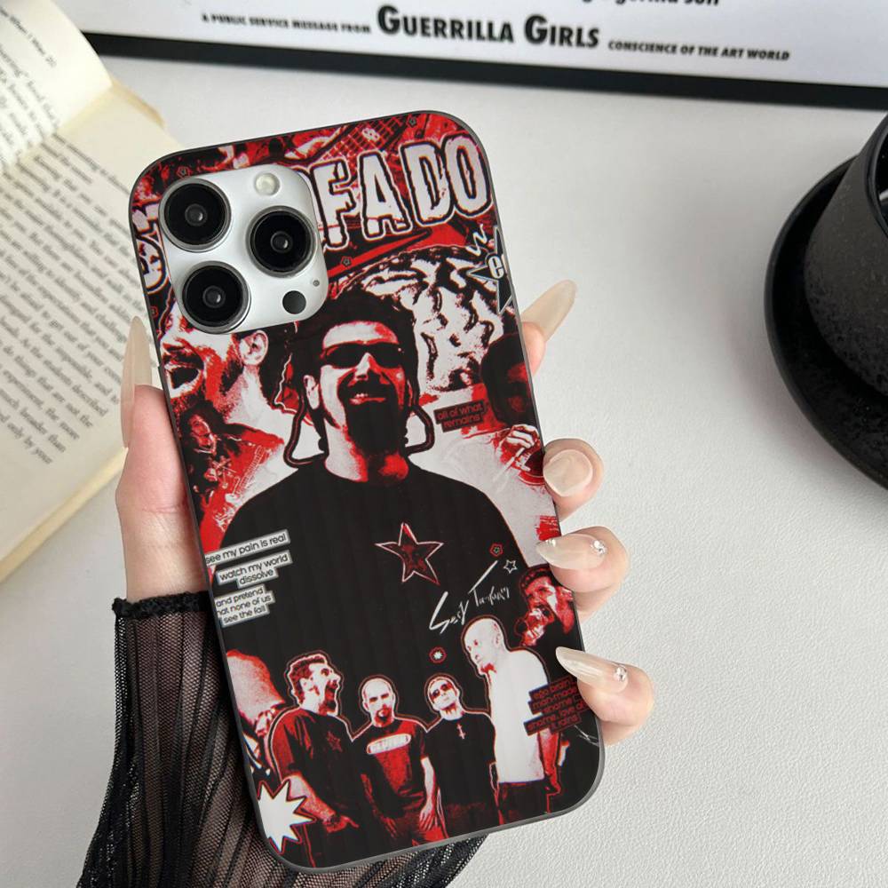 Metal Band System Of A Down Phone Case For IPhone 17 16 15 14 13 12 11 Corrugated Frosted Soft Cover Anti-Slip