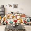 Cartoon Sofa Cover Reversible Stretchable Non-Slip Slipcover for L-Shaped 2 3 4 Seater Couch