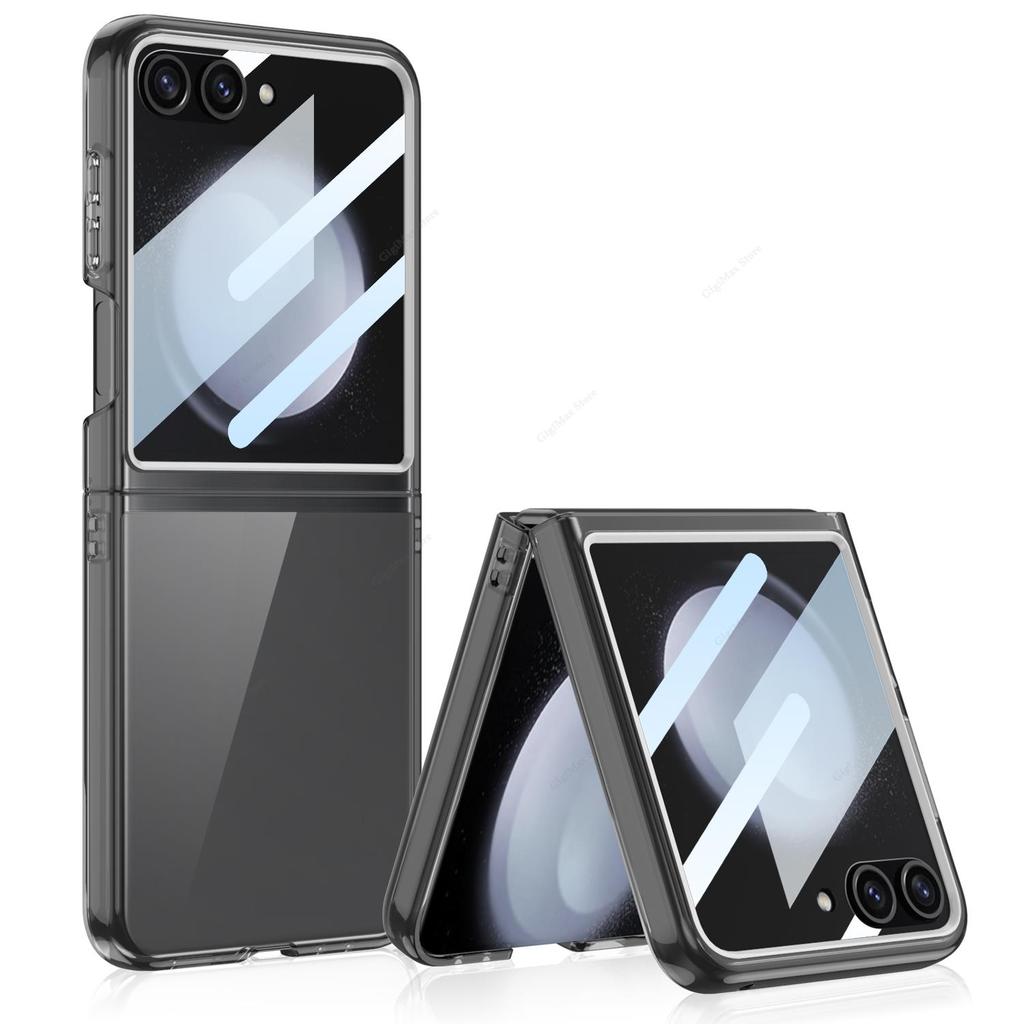 Large Screen Protector Clear Case For Samsung Galaxy Z Flip 5 Flip5 Protective Cover For Samsung Z Flip 5 ZFlip5 Flip5 Slim Case