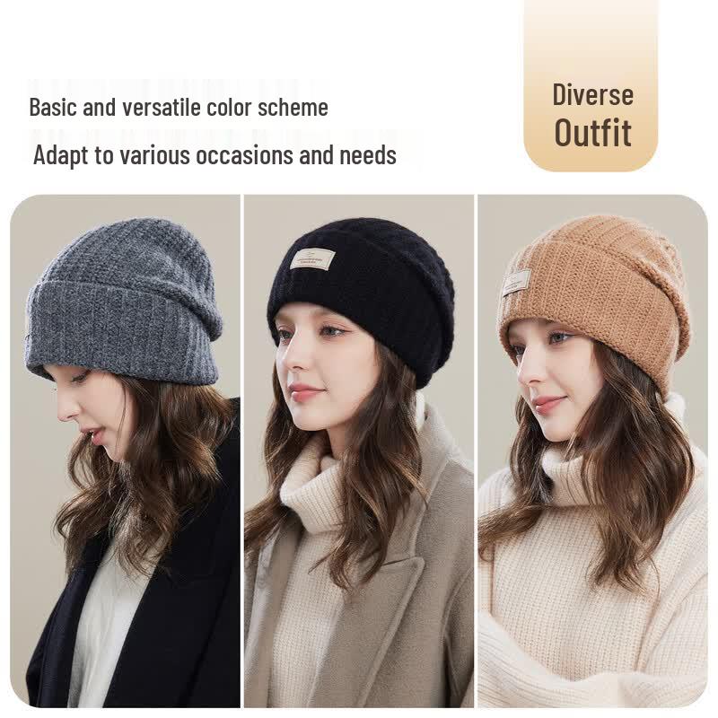 JIUMU Women's Pure Wool Winter Knitted Beanie