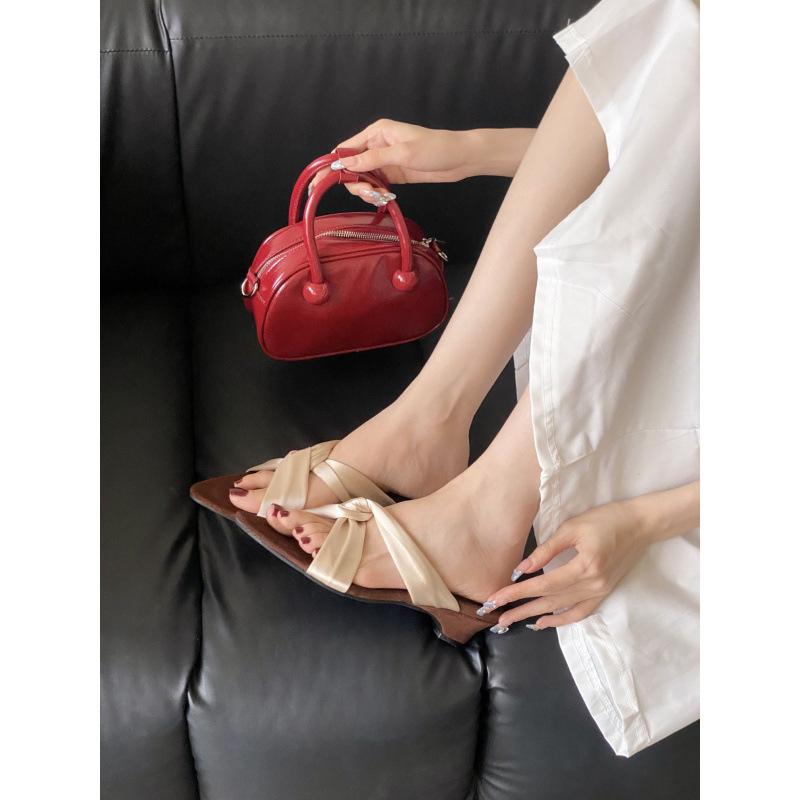 

New retro babes cross with wedge heels slippers women s open-toed high-heeled sandals outer slippers women s shoes 39 абрикосовый