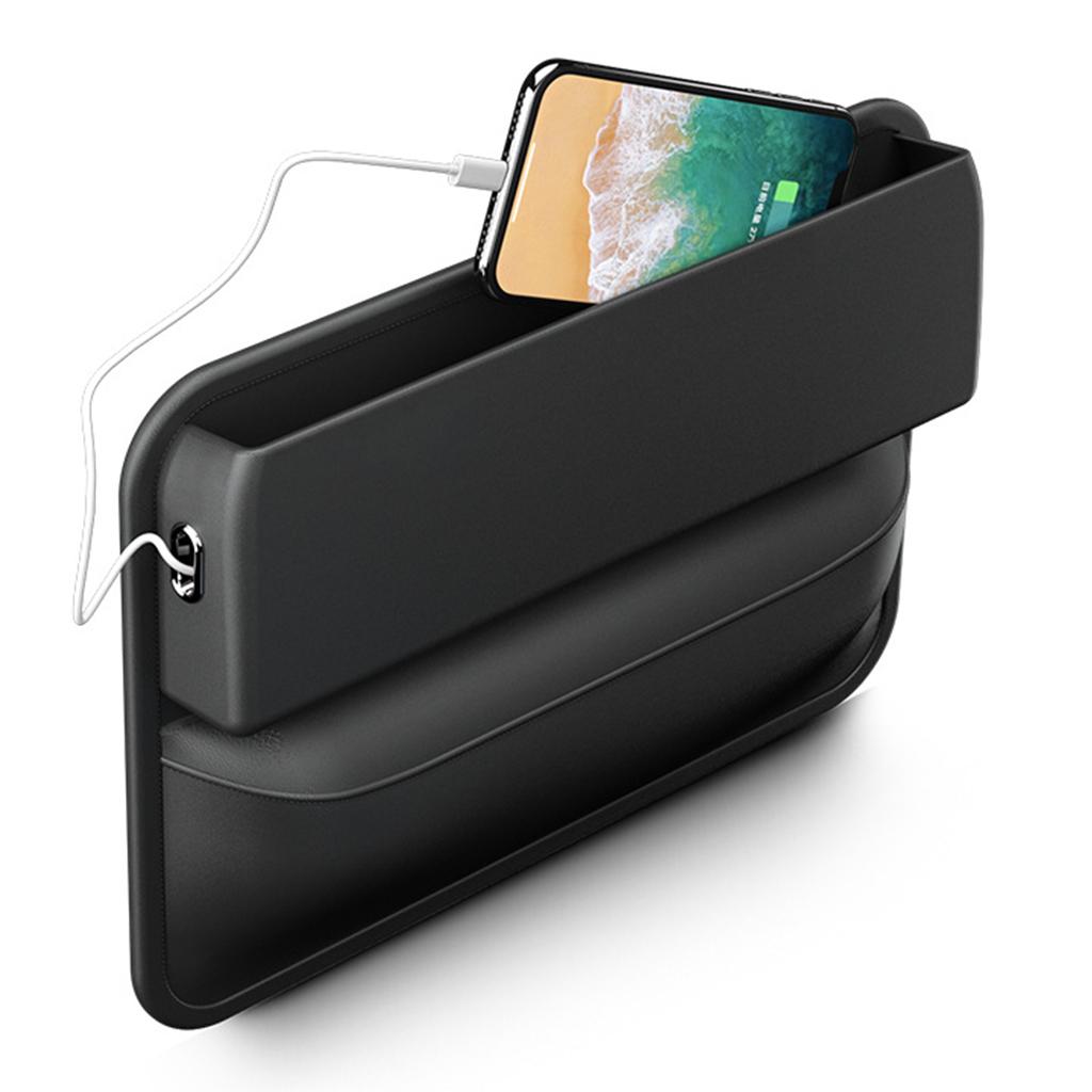 Black Car Seat Side Pocket Organizer Catcher Crevice Gap Filler Storage Box Stow
