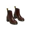 Dr. Martens Leather Round Toe Chunky Heel Short Chelsea Boots Women Boots Dark-Brown 31756201