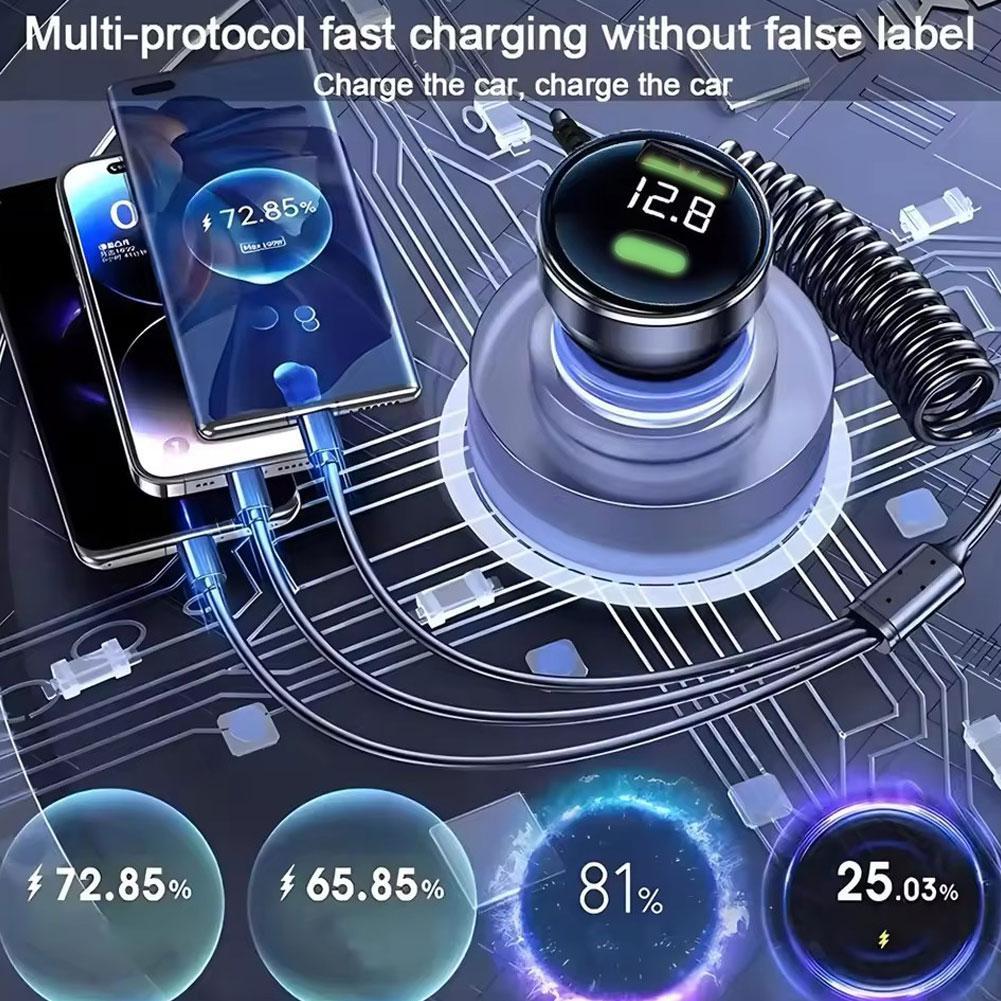 230W Car Charger 5 Ports Fast Charge PD QC3.0 USB C Car Phone Charger Type C Adapter In Car For Iphone Samsung Huawei Xiaomi