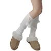 Lolita Ribbed Knit Leg Warmers Women Kawaii Plush Ball Bowknot Foot Cover Socks Cream White