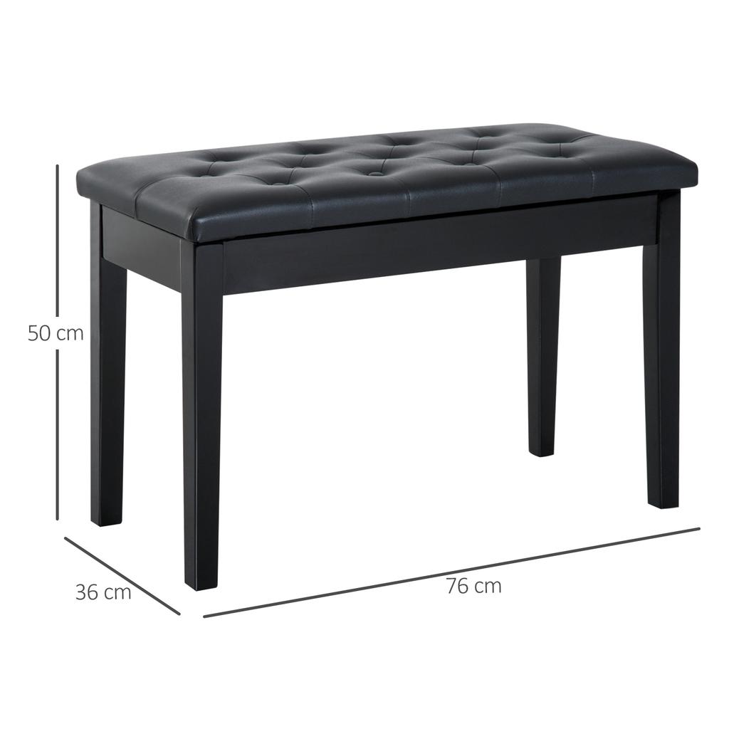 Pu Leather Upholstered Piano Stool Makeup Stool Bench Dressing Table Seat With Storage 76x36x50cm Black