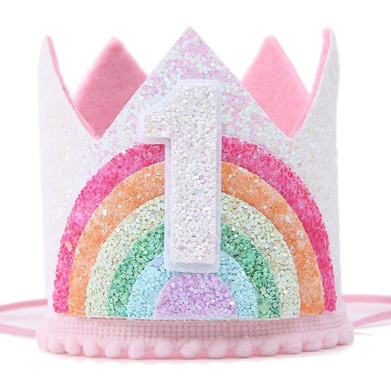 

First Kids Birthday Party Glitter Brown Bear Hat ONE Burlap Lion Birthday Crown Baby Shower Photoprops Party Decorations