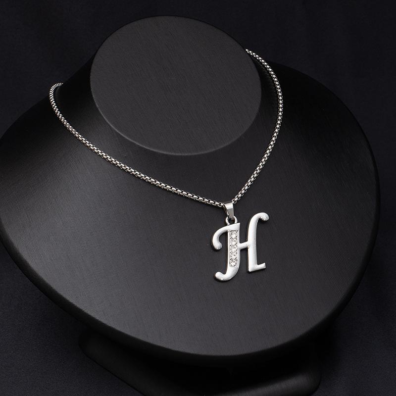 Shiny Rhinestone A-Z Letters Necklace Alphabet Initial Pendant Women Men English Letter Trendy Jewelry Gift