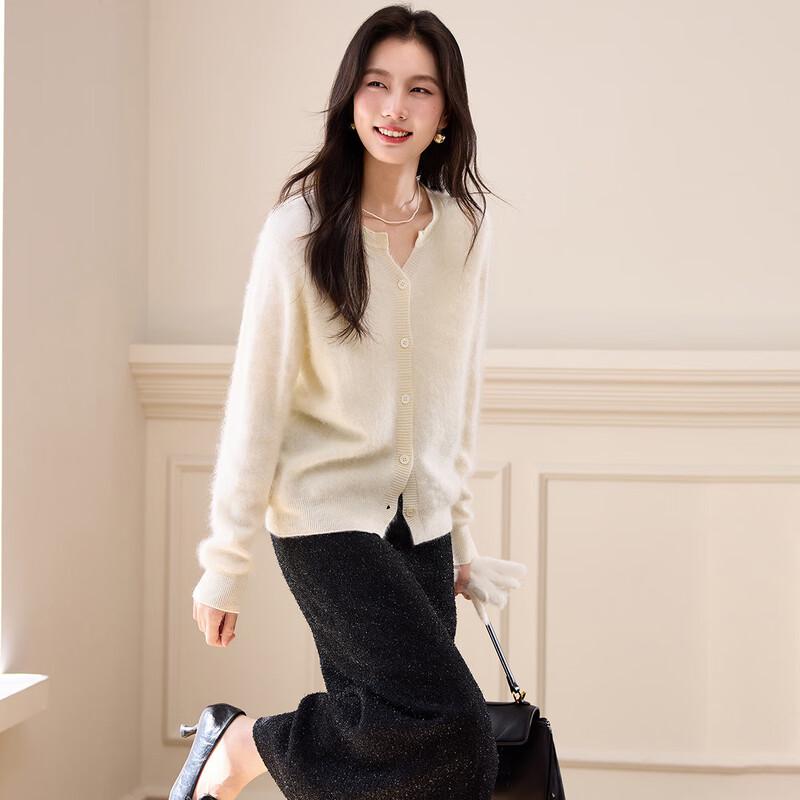 Женский кардиган из смесового кашемира, вязаный в рубчик L