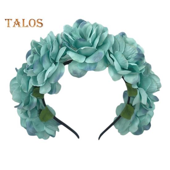 Imitation Rose Flower Headband Retro Fake Flower Decor Crown Headband Women Headpiece Hair Hoop Party Decor