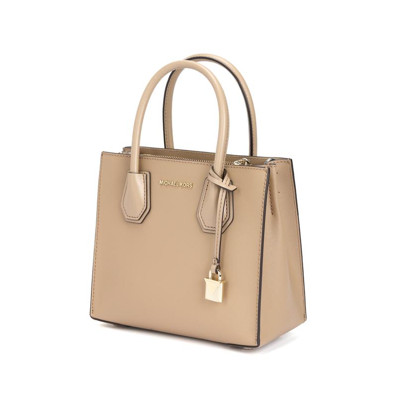 MICHAEL KORS Mercer solid color simple logo cowhide lock accordion bag shoulder crossbody bag women's camel