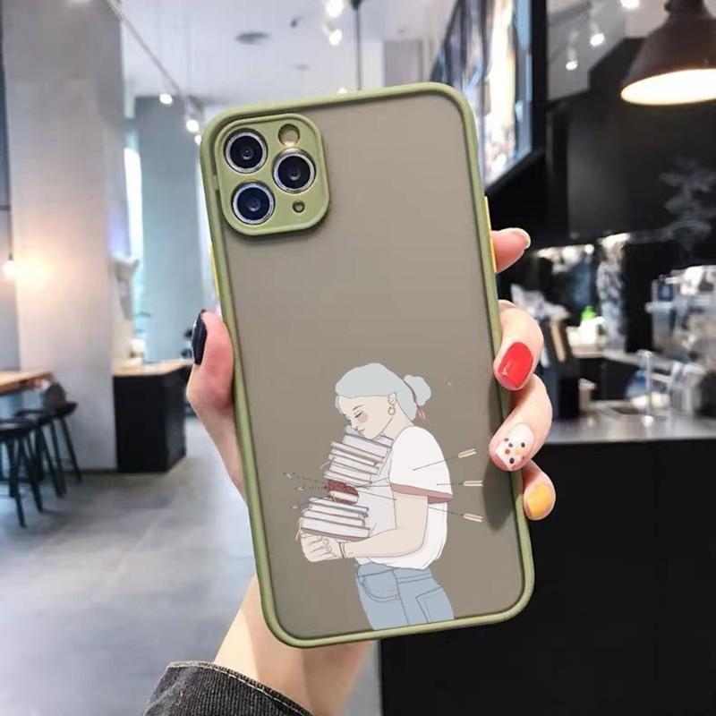 Book Girl Coffee Phone Case For IPhone 14 13 12 11 Mini Pro Max XS X Max XR 8 7 Plus SE 2022 Skin Color Phone Cover