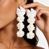 Multi-layered Three-dimensional Flower Hand-woven Earrings for Beach Vacation Style, Suitable for Ladies, with A Sophisticated Touch.
