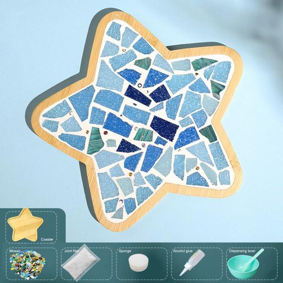 Mosaic Craft Coaster Making Kit for Adults DIY Glass Mosaic Tiles Kits Ceramic Art Bulk Materials Package for Women Kid Seniors Handmade Gifts