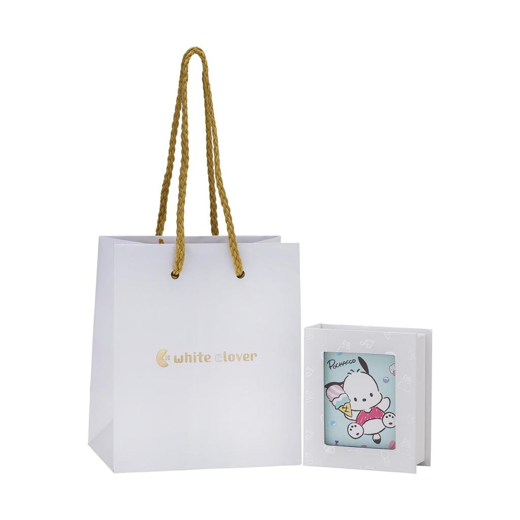 White Clover Pochacco Sanrio Characters Dancing Stone Necklace Pendant, Open Heart, Silver, 925 Sterling Silver, Cubic Zirconia, SAPOC-N005RD