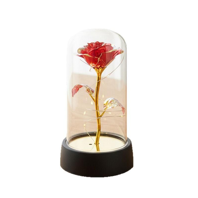 Valentine's Day Gift Rose Immortal Flower Glass Cover Night Light Qixi Festival Mother's Day Christmas Creative Ornament