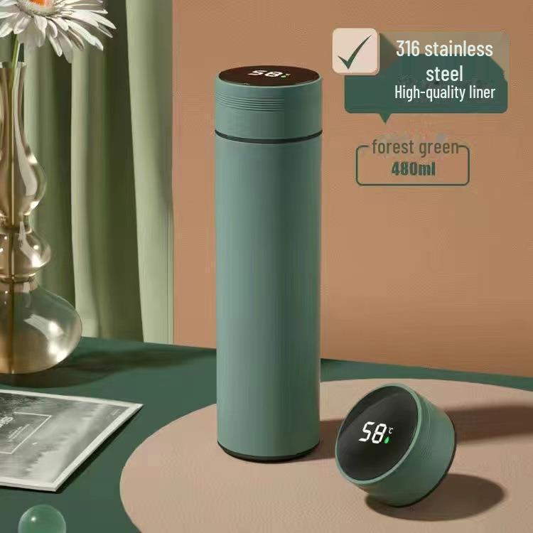 Korean Style 316 Stainless Steel Thermos with Smart Temperature Display – Unisex, Cute & Simple Design