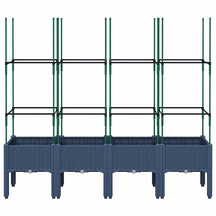 VidaXL Planter with Trellis, Flower Box, Plant Pot, Flower Box Garden Terrace Patio Outdoor, Blue Grey 367961