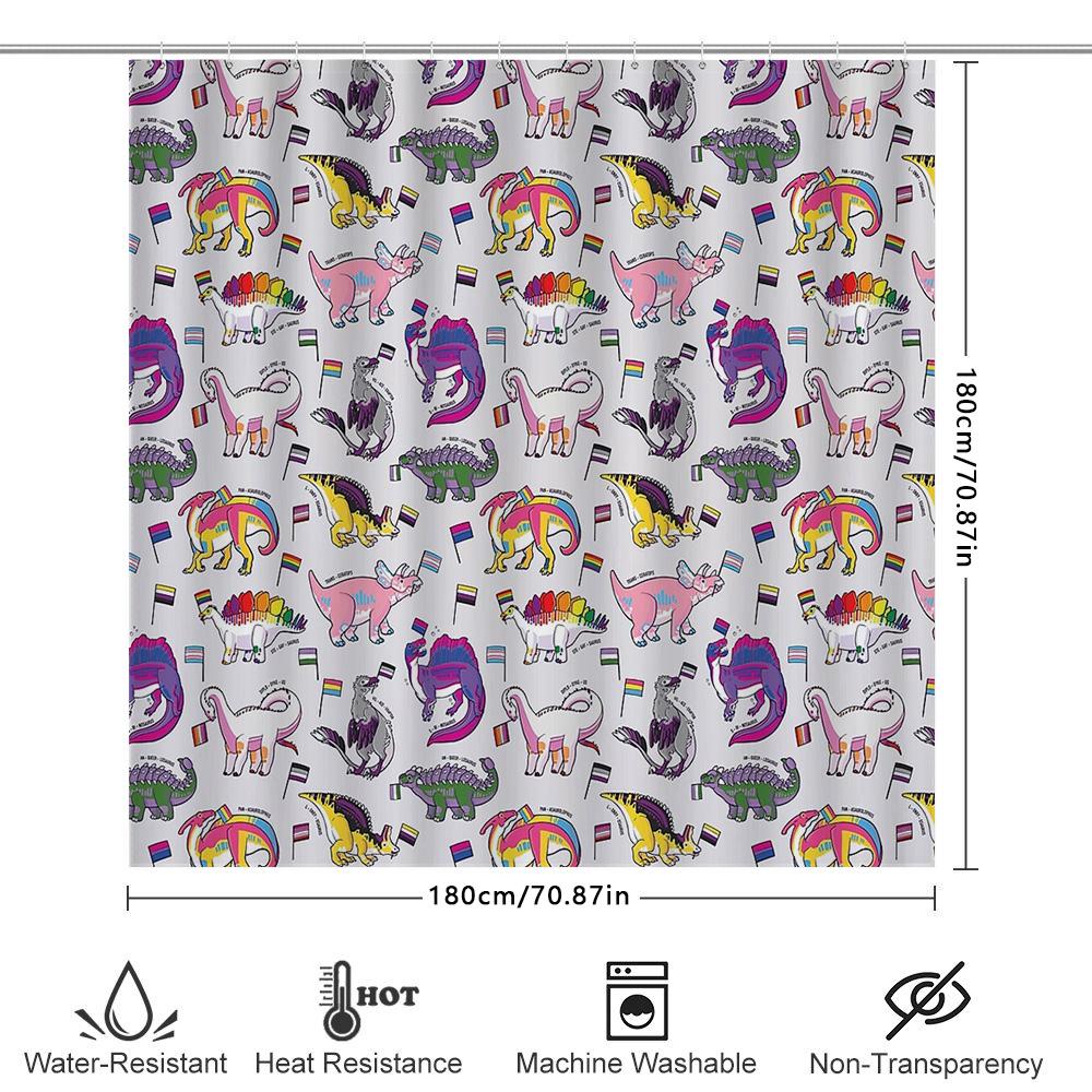Rainbow Pride Shower Curtain Lgbt Bathroom Decor Transgender Flag Shower Liner Lgbtq+ Washable Backdrop