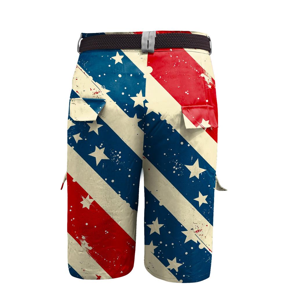 Ανδρικές Βερμούδες Εργασίας με Πολλαπλές Τσέπες και Εκτύπωση για την Ημέρα της Ανεξαρτησίας