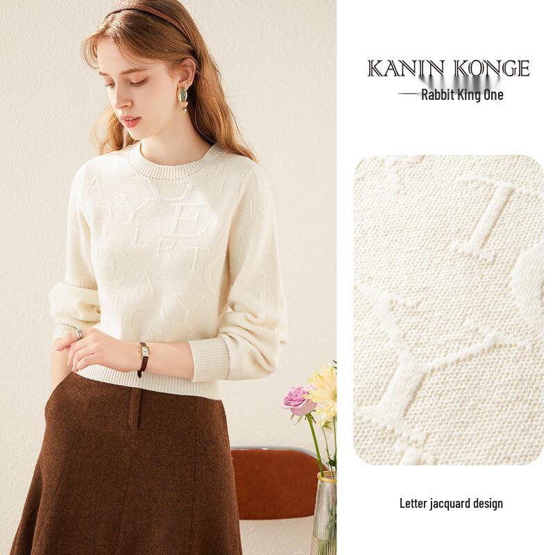 TUHUANG Women's Thick Pure Wool Jacquard Sweater