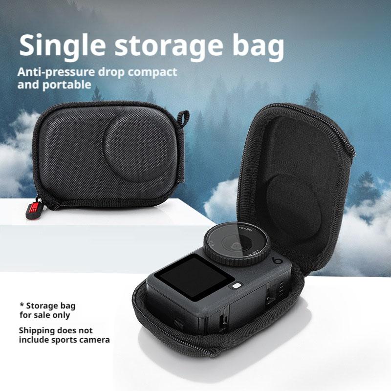 Mini Storage Bag For DJI Osmo Action 6 Carrying Case Waterproof PU w/ Carabiner Lanyard Protective Bag Camera Accessory