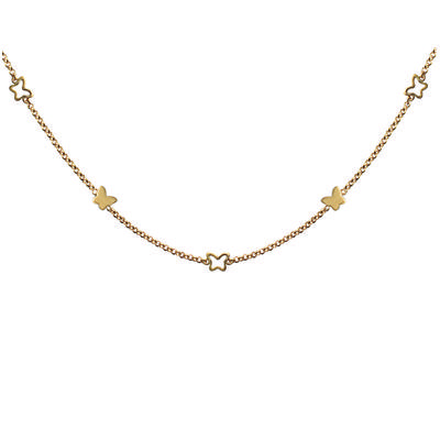 [G6443] - Vergoldete Halskette 'Schmetterlingsreigen' goldfarben - 7x5 mm