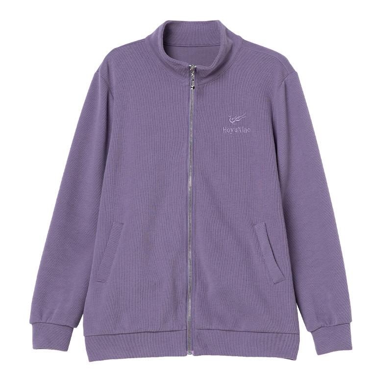 Women's Autumn Stand Collar Fleece Lined Zipper Cardigan 2025 - Plus Size Loose Fit for Middle-aged Moms