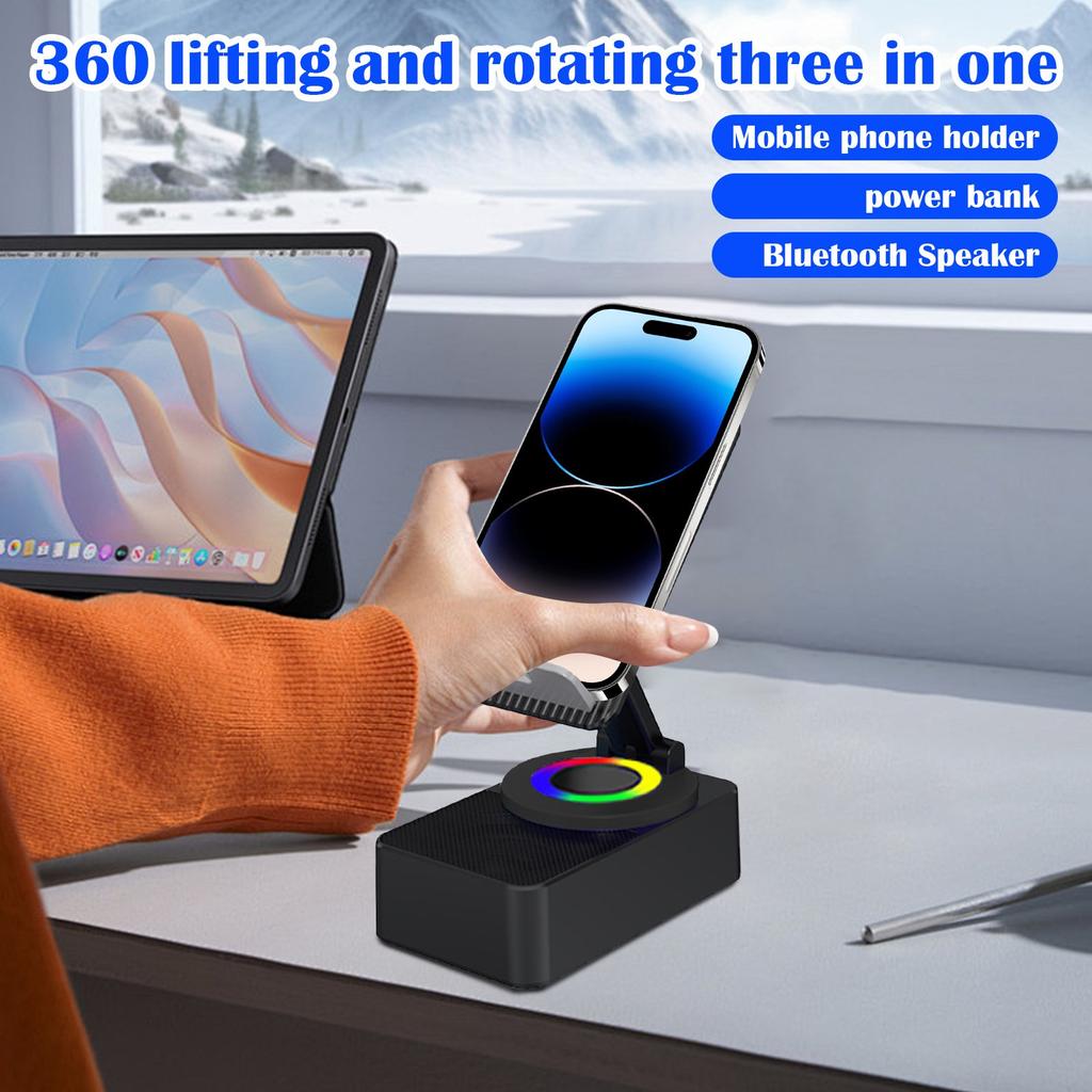 360 Lift And Rotate 3--1 Cell Phone Stand Lazy Bluetooth Speaker