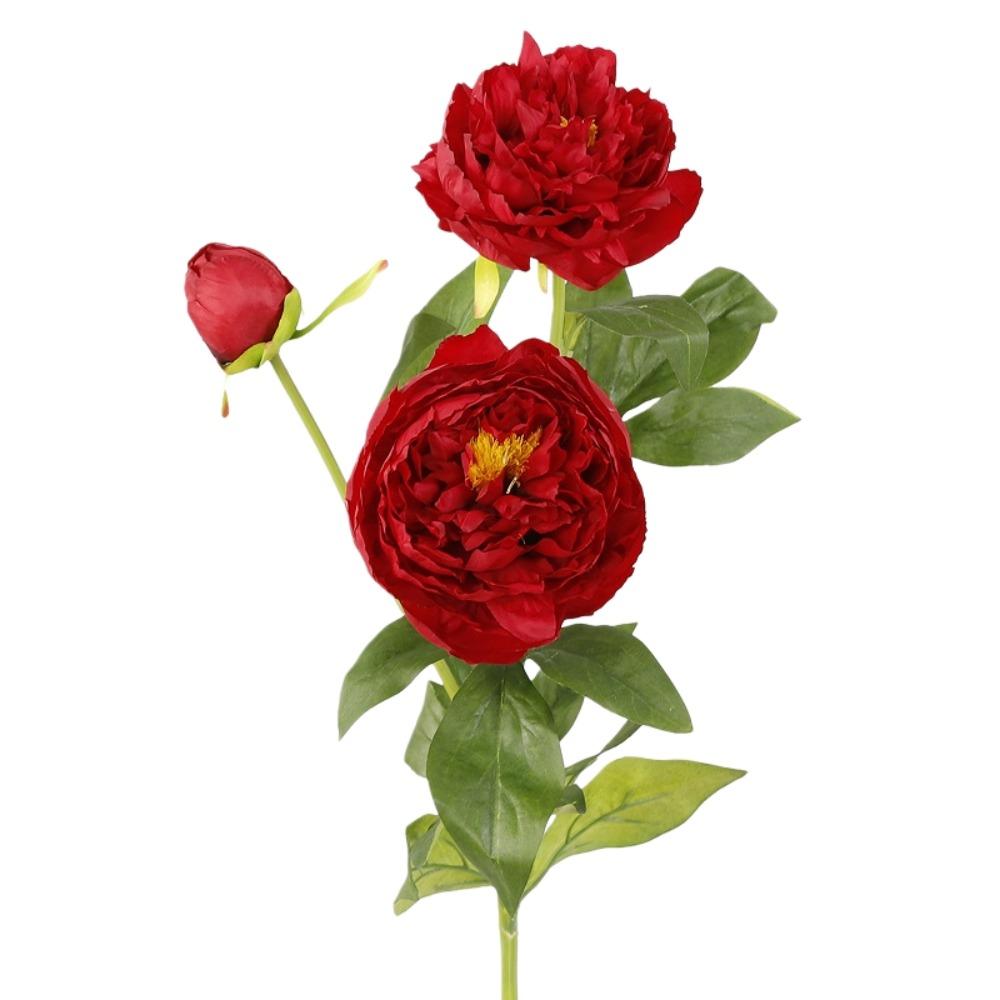 Real Touch Artificial Peony Flower 3 Heads Cotton Rose Fake Flower  Wedding Party