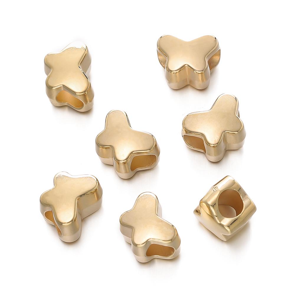 10pc/lot Heart Shape CCB Bead Gold Plated Loose Beads Spacer For Jewelry Making Accessories DIY Necklace Bracelet Charms