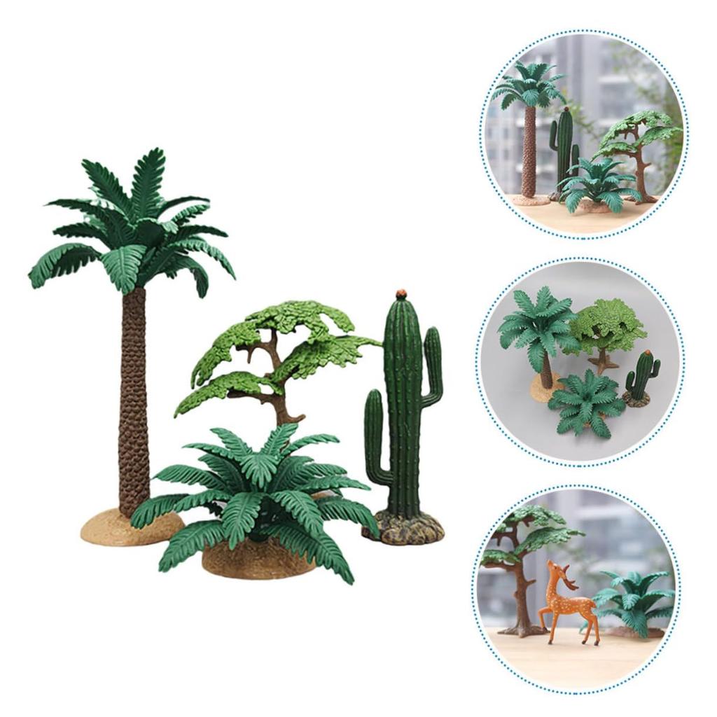NUOBESTY Set of 4 Simulation Plants, Mini Fake Trees, for Landscape Models, Indoor Decor, DIY Landscape Model, Approx. 3.3 Inches