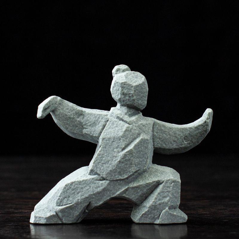 1Pcs Landscape Decoration Crafts New Chinese Martial Arts Figure Kung Fu Home Desktop Tea Table Creative Ornaments