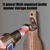 Wall Mounted Beverage Opener With Storage Basket For beverages And Beer Wooden Kitchen Accessory