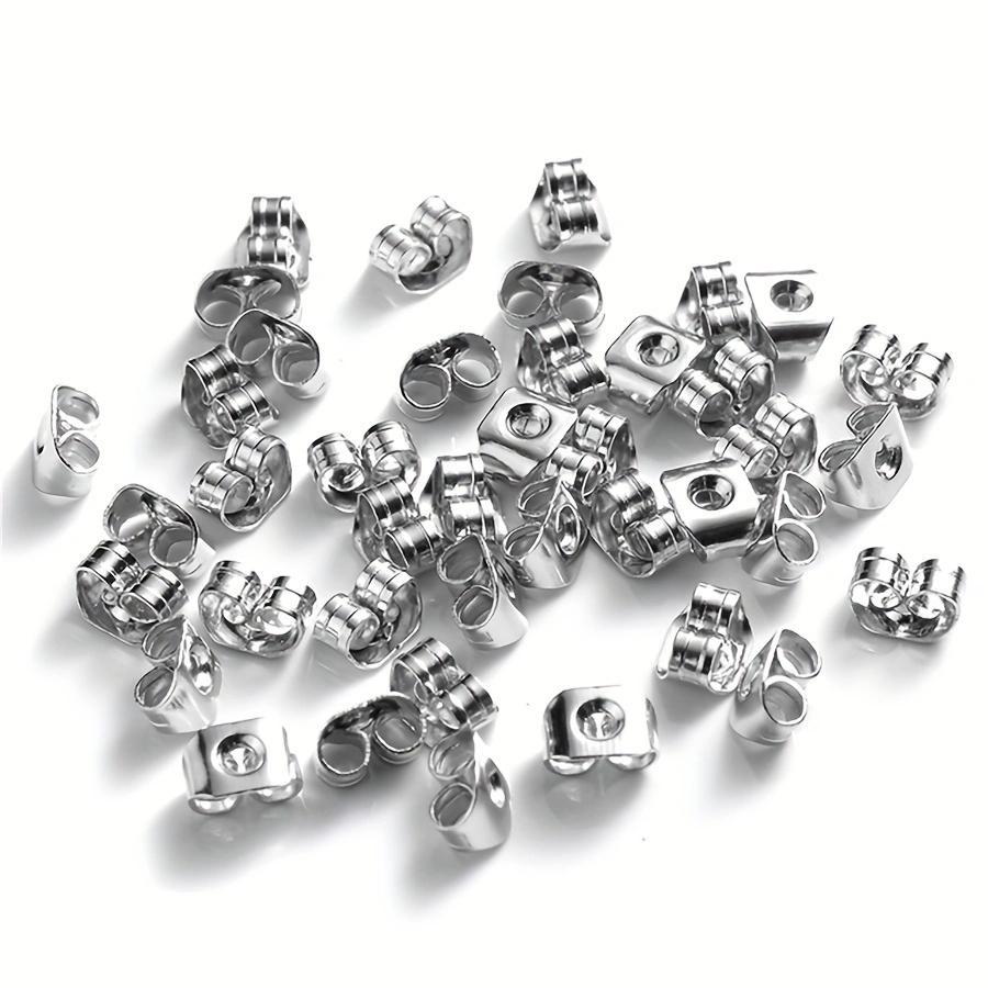 

100 шт./лот серьги-гвоздики из сплава, спинки, пробки, свитки, ушная стойка, бабочка для изготовления ювелирных изделий, сделай сам, заблокированные колпачки, спинки для сережек, пробки для ушей Rhodium