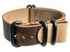 [time+] 24mm 5-ring NATO ZULU Leather Genuine Leather Military Watch Strap Vintage Brown PVD