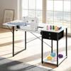 Sewing Table, Multipurpose Sewing Machine Table with Drawers, Foldable Side Shelf, Adjustable Shelf, Steel Legs, Computer Desk for Home, Fashion