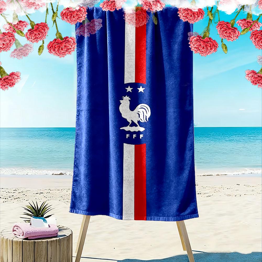 French Rooster Flag Stripe Towel Beach Towel Quick-drying for Travel Outdoor Sports Jogging Beach and Swimming