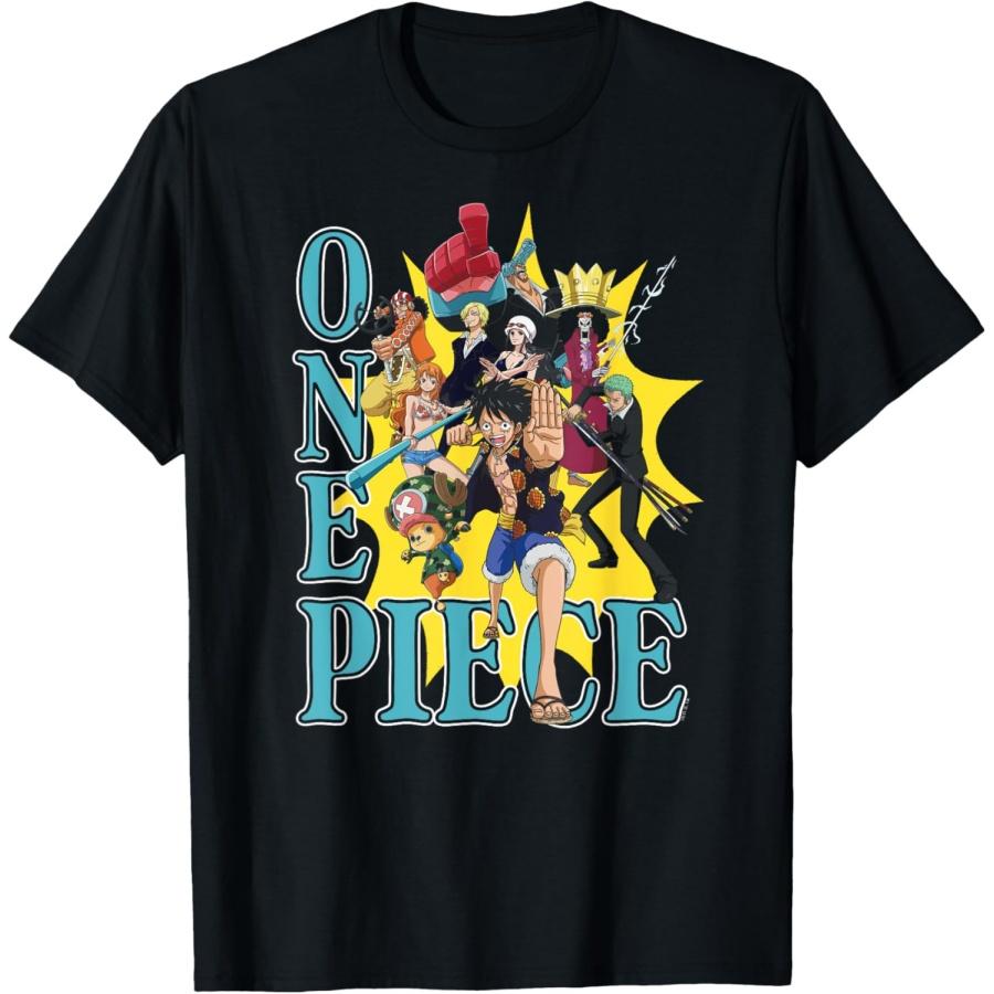 Футболка с коллажем персонажей и групповым фото из аниме One Piece S