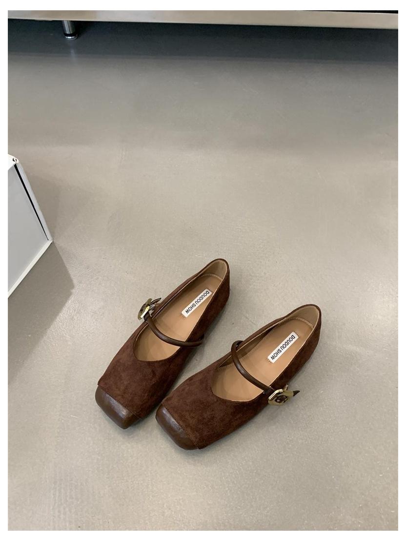 

Mary Jane Single shoes Flats Ballet Shoes Elegant Classic Retro Square Toe Comfortable Soft Shallow Loafers Shoes Women s Mujer 35