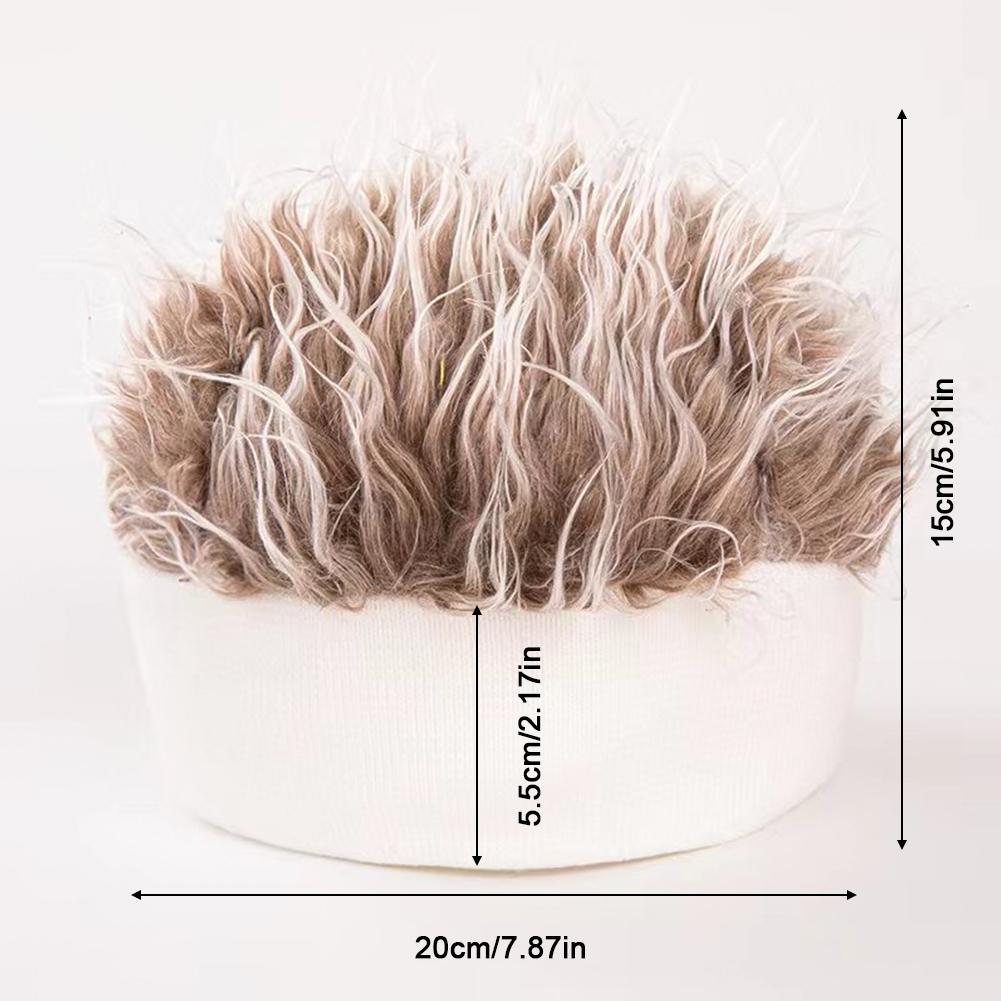 Autumn and Winter One-piece Wig Hat Male Landlord Hat Fashion Version Plush Retro Street Parody Brimless Trendy Knitted Hat