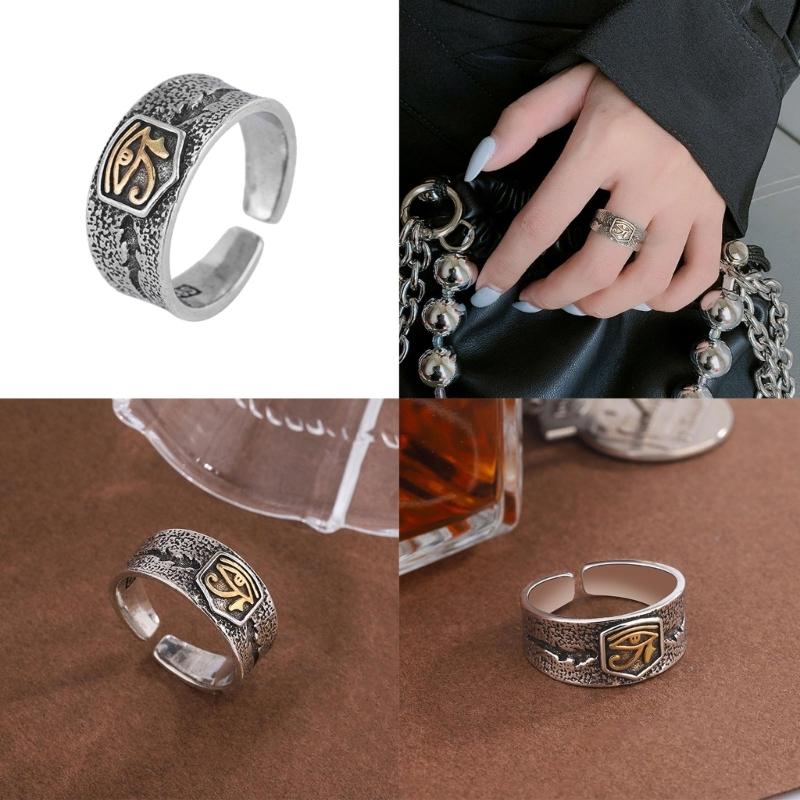 Egyptisk Horusöga Ring Justerbar Mode Fingerring för Skydd Smycken Cool Justerbar Ledring Delikat Födelse