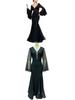 Elegant Black Fishtail Lace Evening Gown for Women